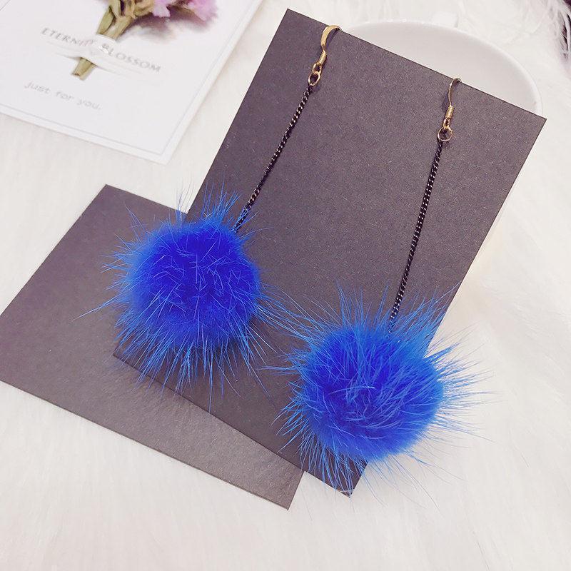 Fancy Fuzz Ball Drop Earrings