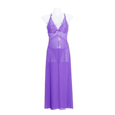Long Lacy Halter Style Lingerie Dress-Purple-Theone Apparel