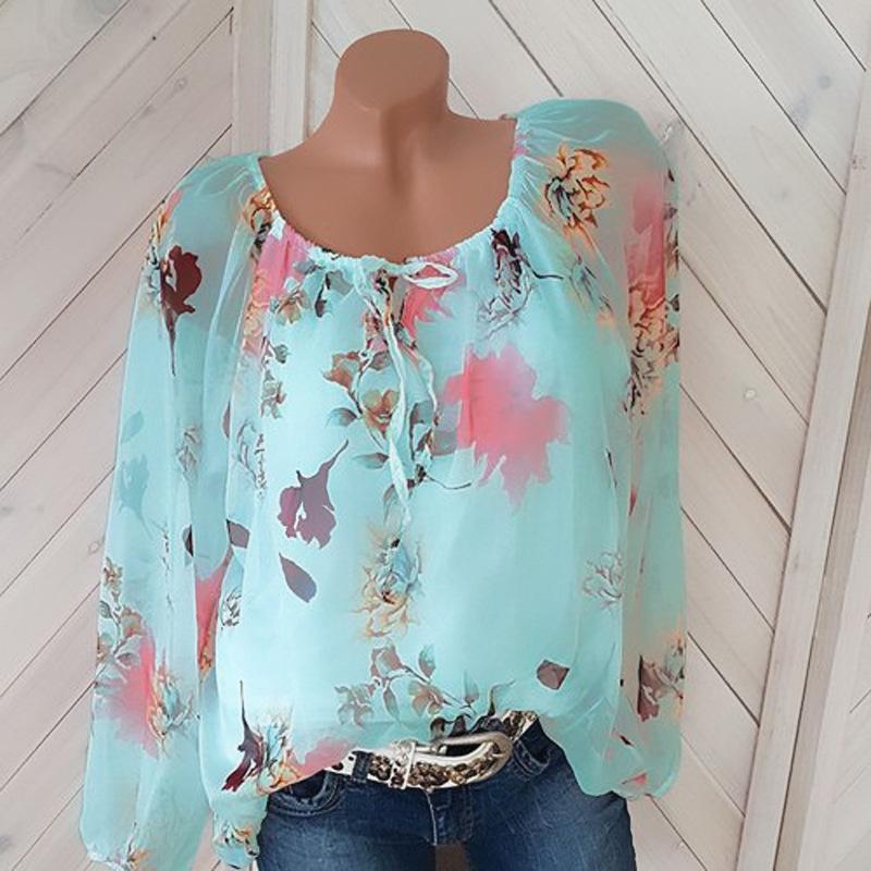 Blusa campesina floral con capas holgadas