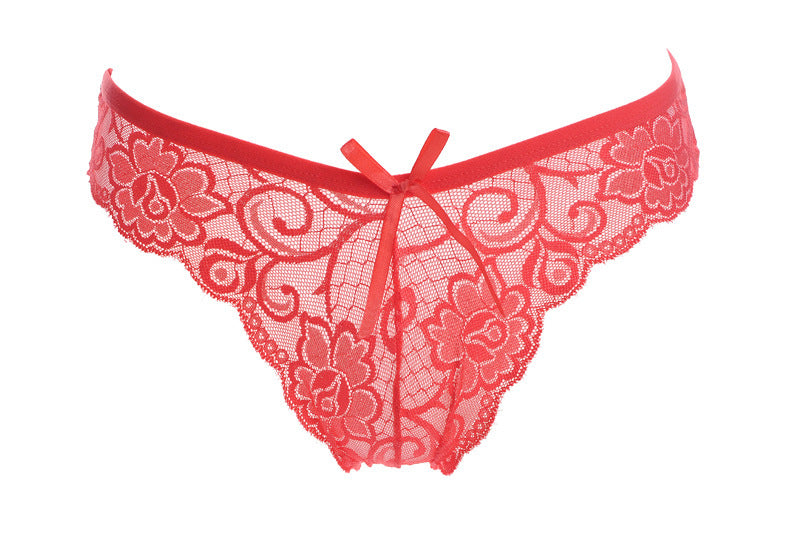 Low Rise Lace Briefs with Large Bow-Hot Pink-Theone Apparel