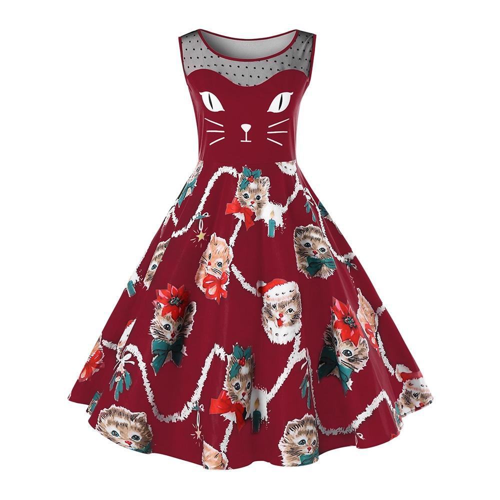 Robe de chaton de Noël de taille plus