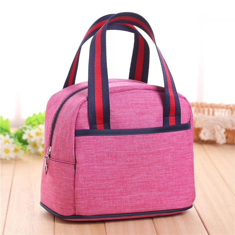 Medium Round Top Zipper Tote-Rose Red-Theone Apparel