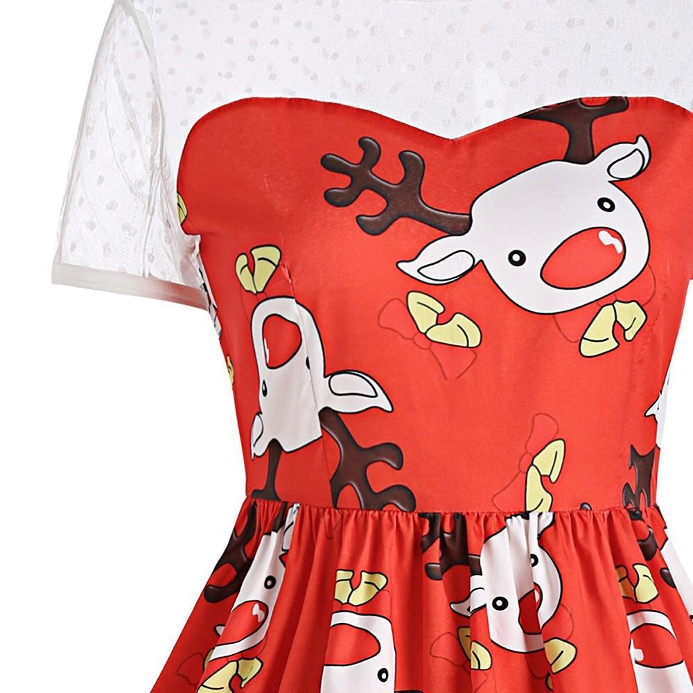 Mesh Christmas Reindeer Party Dress