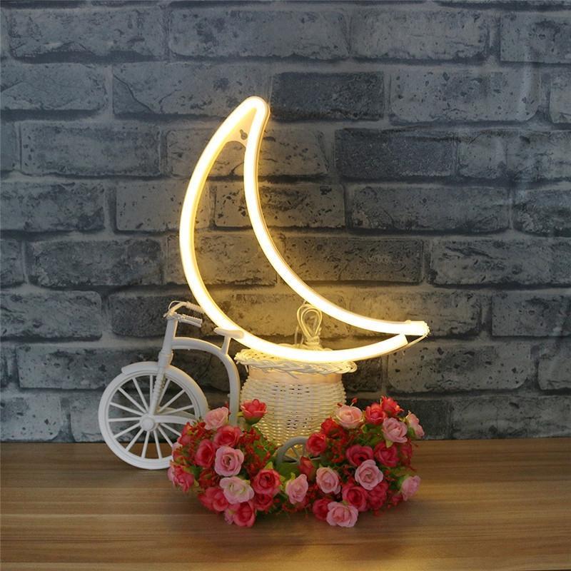 Moon Shaped Neon Night Light-Warm White-Theone Apparel