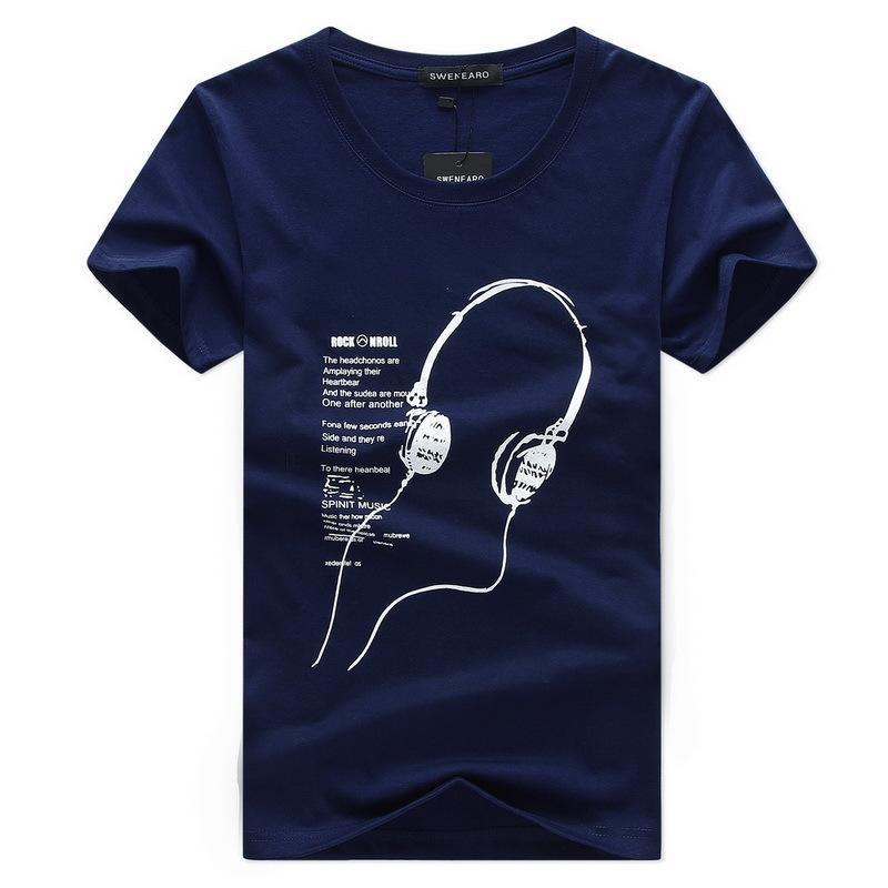 Music is Life Headphone Shirt-Dark Blue-Theone Apparel
