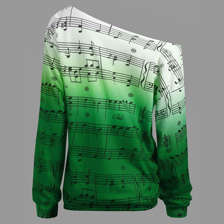 Neon Ombre Music Note Sweater-Green-Theone Apparel