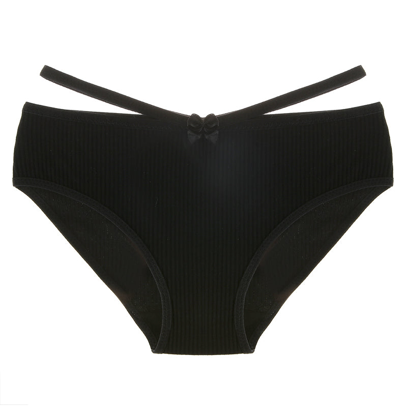 Opaque Low Rise Panties with String Waist Band-Black-Theone Apparel