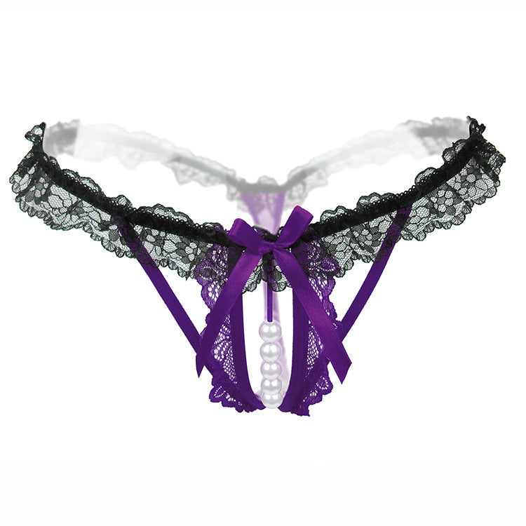 Pearl Strand Lace Band G String-Purple-Theone Apparel