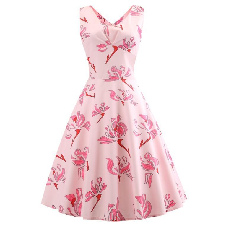 Fruit Print Pleat Front A Line Dress