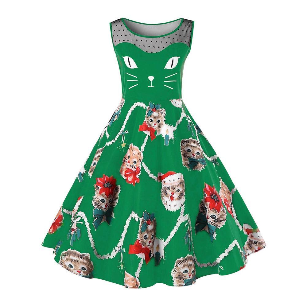 Plus Size Christmas Kitten Dress