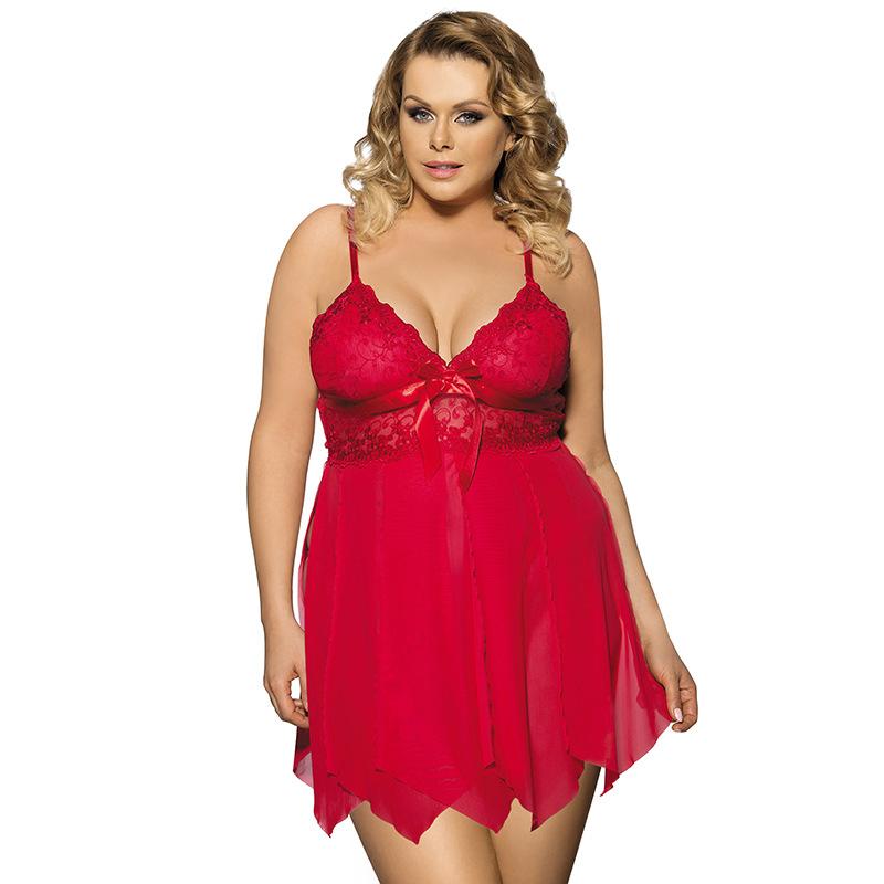 Plus Size Lacy & Sheer Layered Dress-Red-Theone Apparel