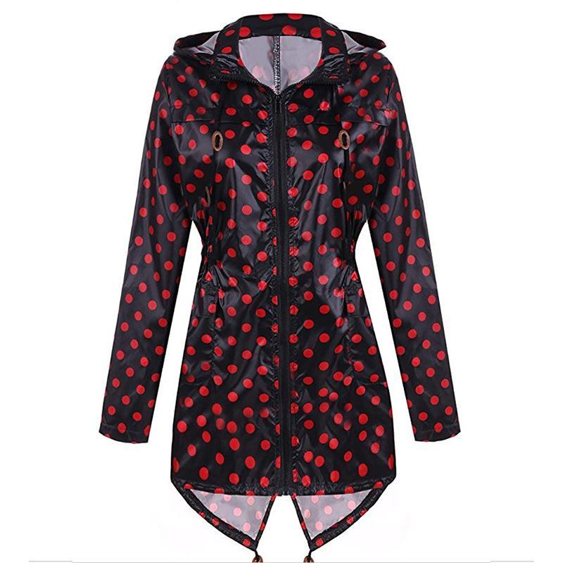 Hoodie-Trenchcoat mit Polka Dot-Print