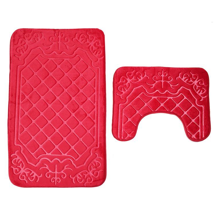 Quilted Luxury Contour Bath Mat Set-Red-Theone Apparel