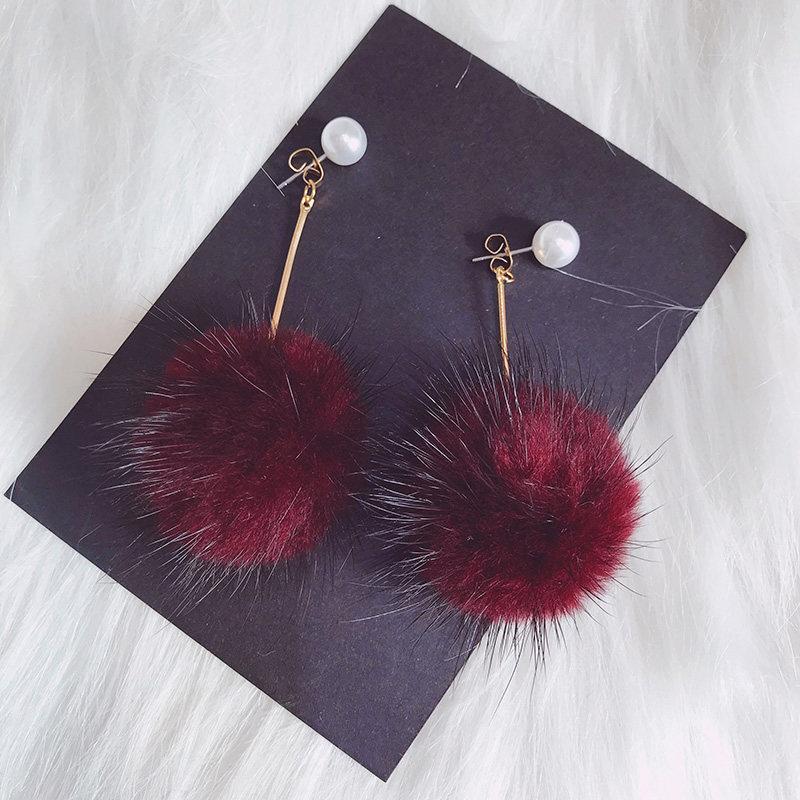 Fancy Fuzz Ball Drop Earrings