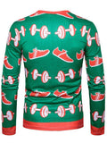 Santa Barbell V Neck Ugly Christmas Shirt