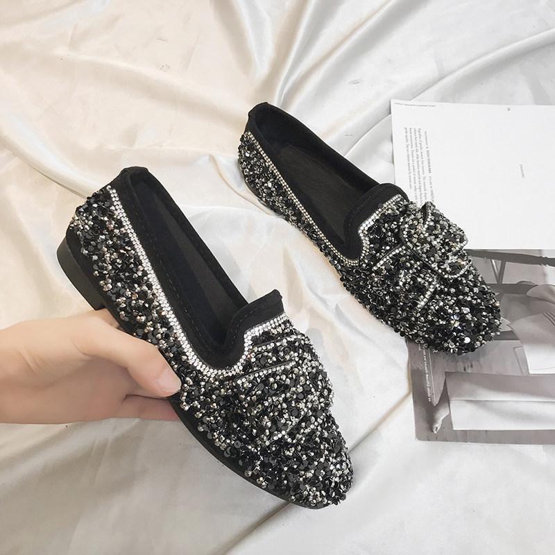 Sassy Sequined Loafer Flats-Black-Theone Apparel