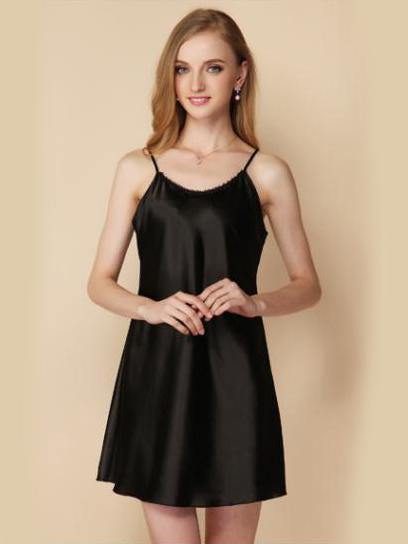 Satiny Sheer Flyaway Babydoll-Black-Theone Apparel