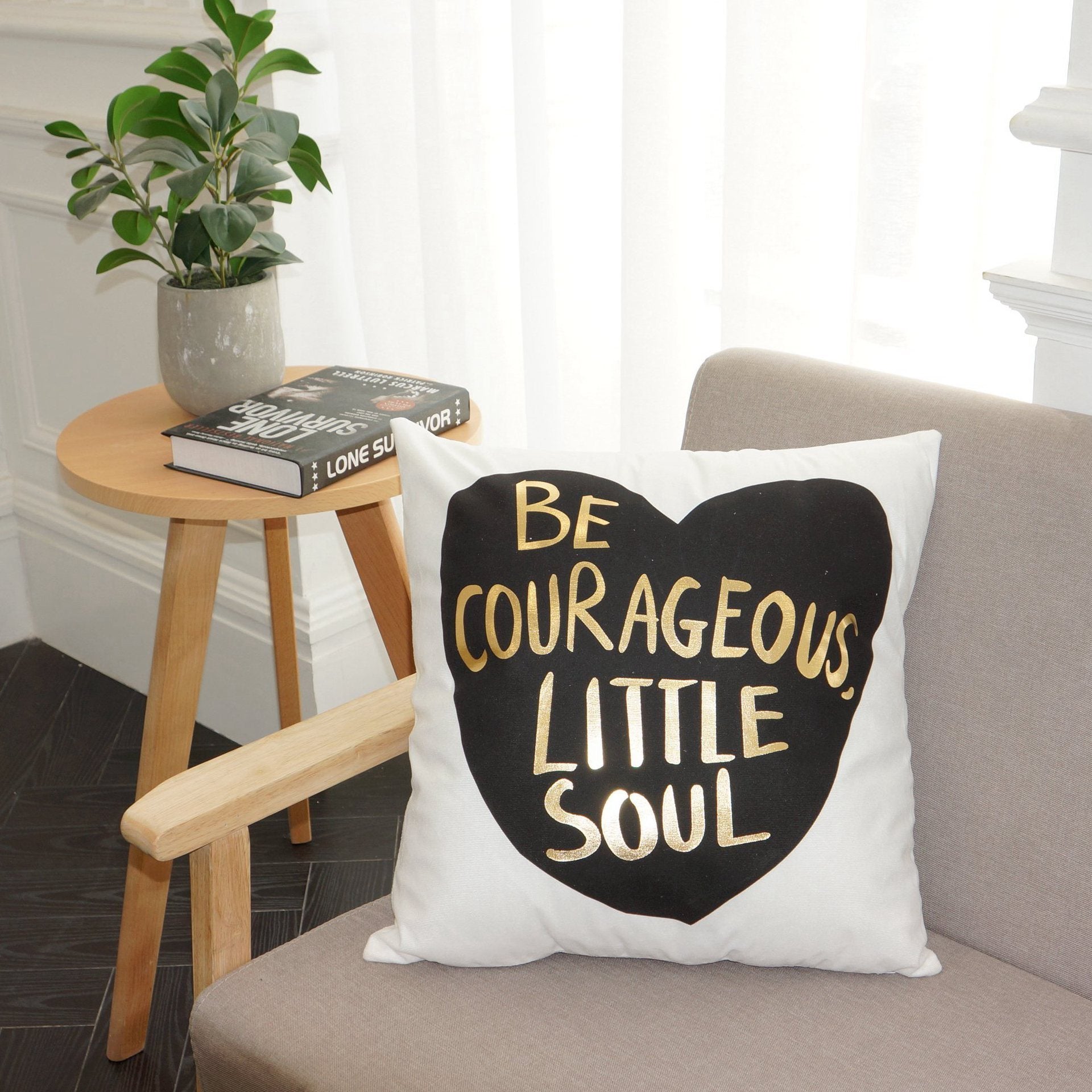 Scripted Gold Foil Pillow Covers-601-0029-S2-Theone Apparel