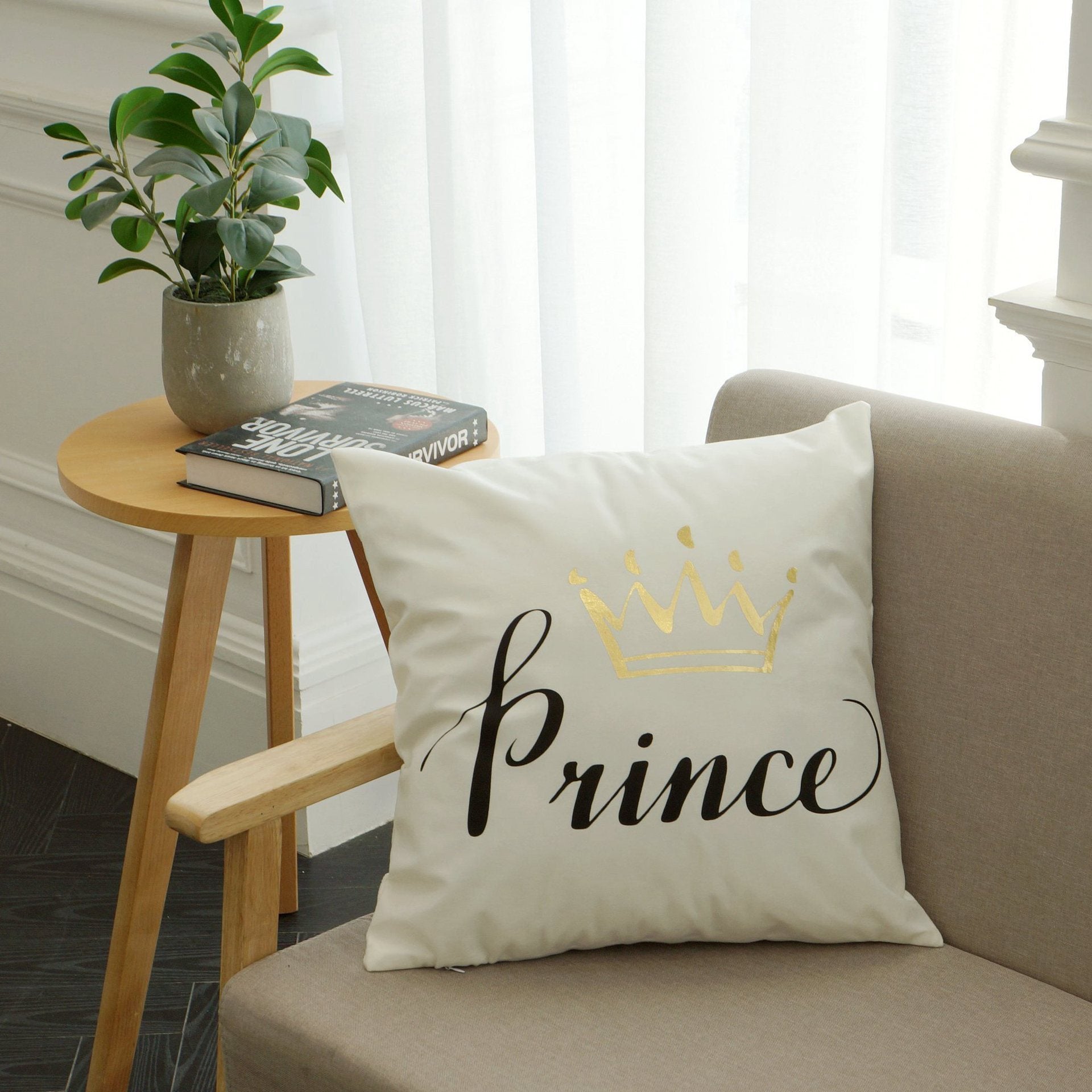 Scripted Gold Foil Pillow Covers-601-0029-S5-Theone Apparel