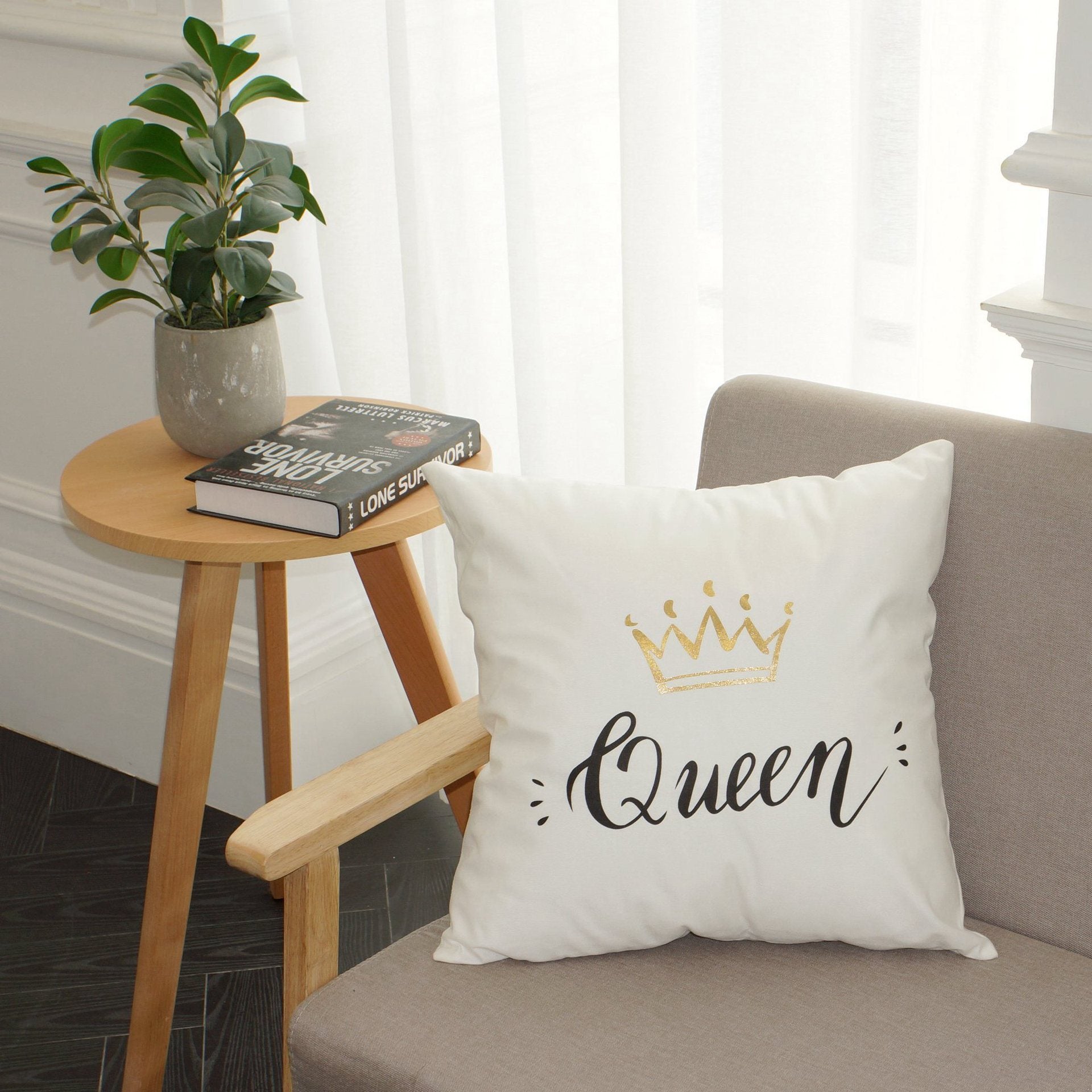 Scripted Gold Foil Pillow Covers-601-0029-S6-Theone Apparel