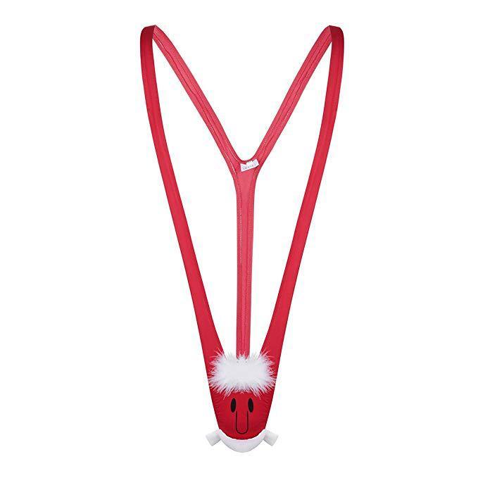 Sexy Raindeer Mankini With Suspenders-Red-Theone Apparel