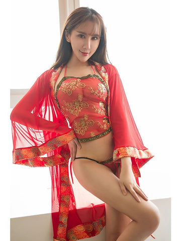 Sexy Sheer Geisha Lingerie Robe Set - Theone Apparel