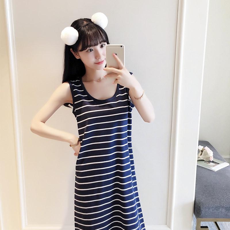 Sexy Solid Sleeveless Long Dress-Blue 2-Theone Apparel