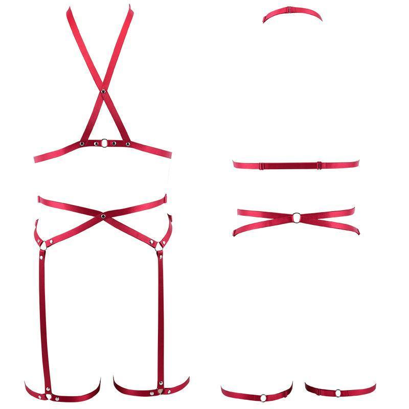 Sexy Strappy Red Bondage Lingerie