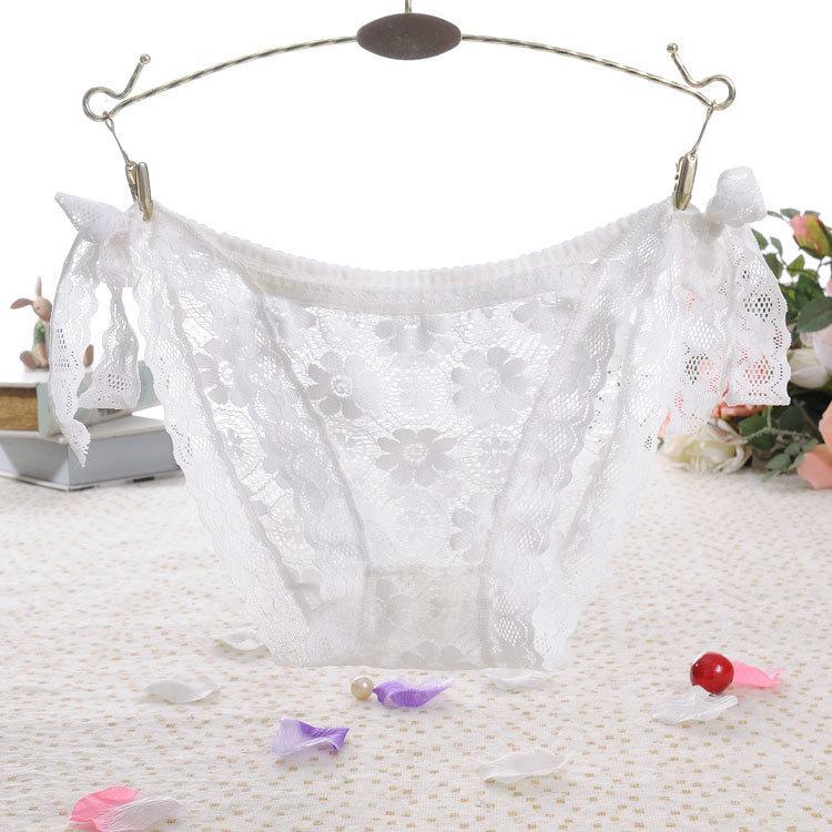 Side Tie Sheer Lace Hipster Panty