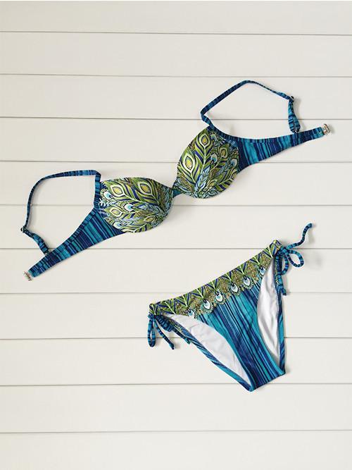 Simple 2 piece sexy leaf like design bikini-Blue-Theone Apparel