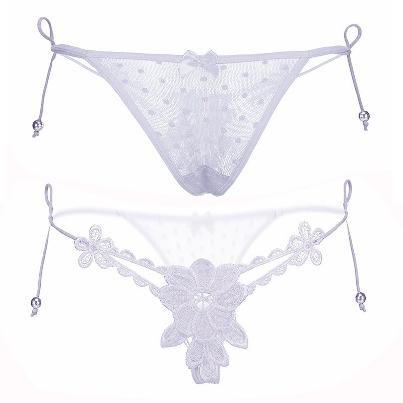 Simple Lace Front High Waist String Thong-White-Theone Apparel