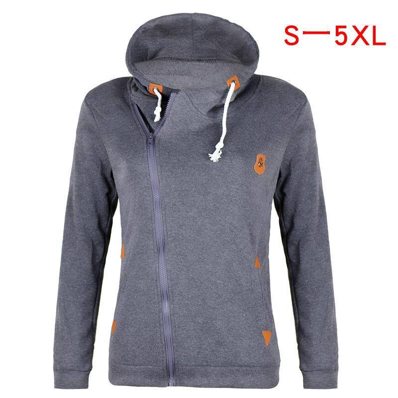 Size Zipper Pocketed Drawstring Hoodie