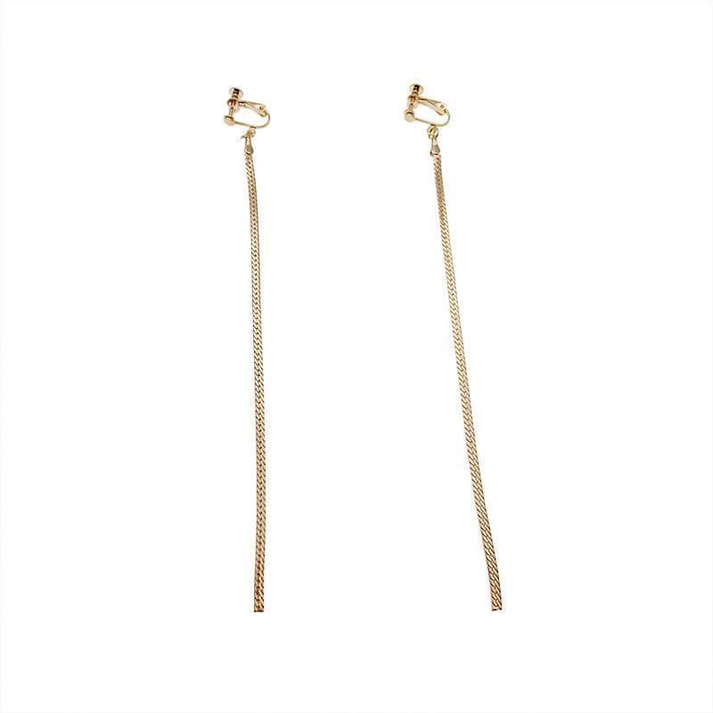 Slinky Straight Chain Tassel Earrings-Theone Apparel