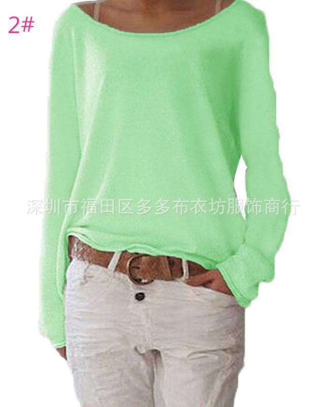 Slouchy Off Shoulder Casual Sweater-Green-Theone Apparel