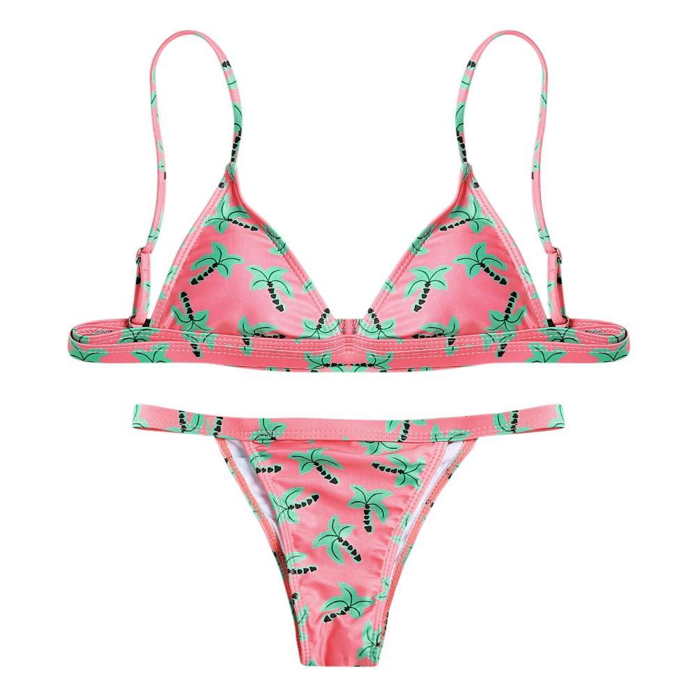 Spaghetti Strap Tree Print Bikini