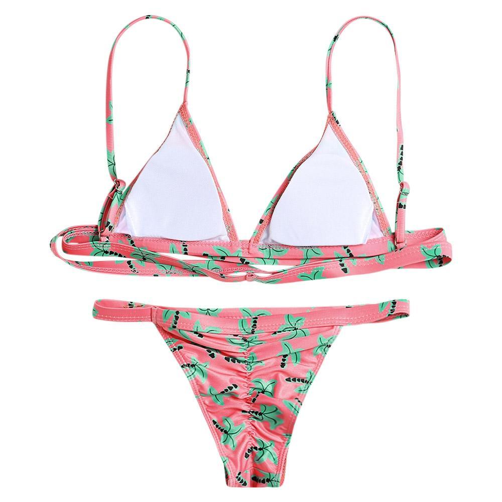 Spaghetti Strap Tree Print Bikini