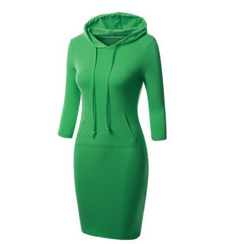 Sporty Drawstring Hood Sweater Dress