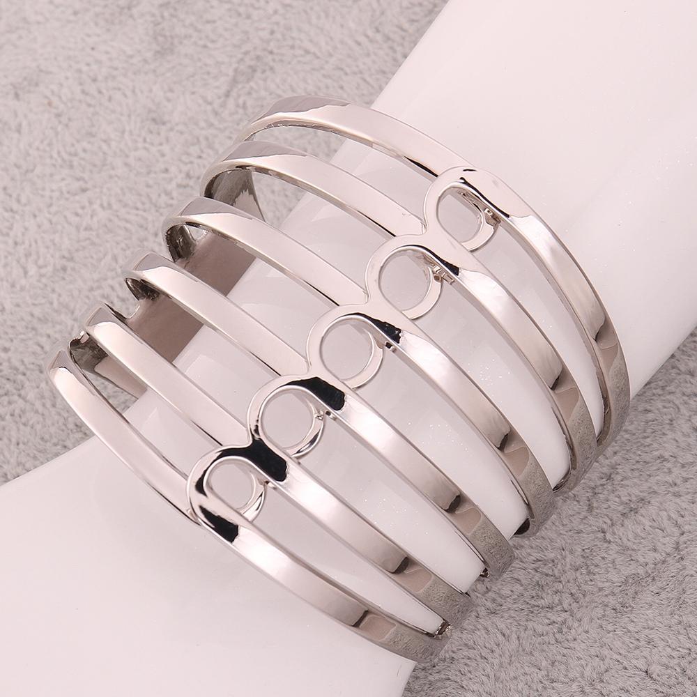 Striped Openwork Alloy Womens Bracelet