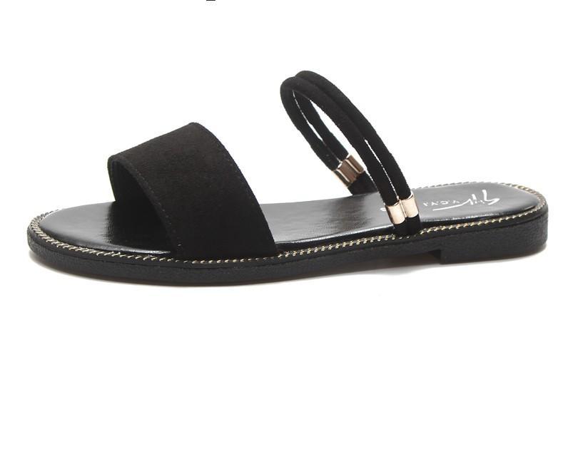 Suede Band Slide On Sandals