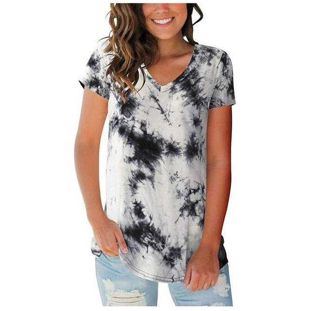 Tie Dye Short Sleeve T-Shirt-Gray-Theone Apparel