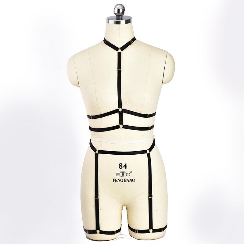 Topless Crotchless Bondage Lingerie Set-Black-Theone Apparel