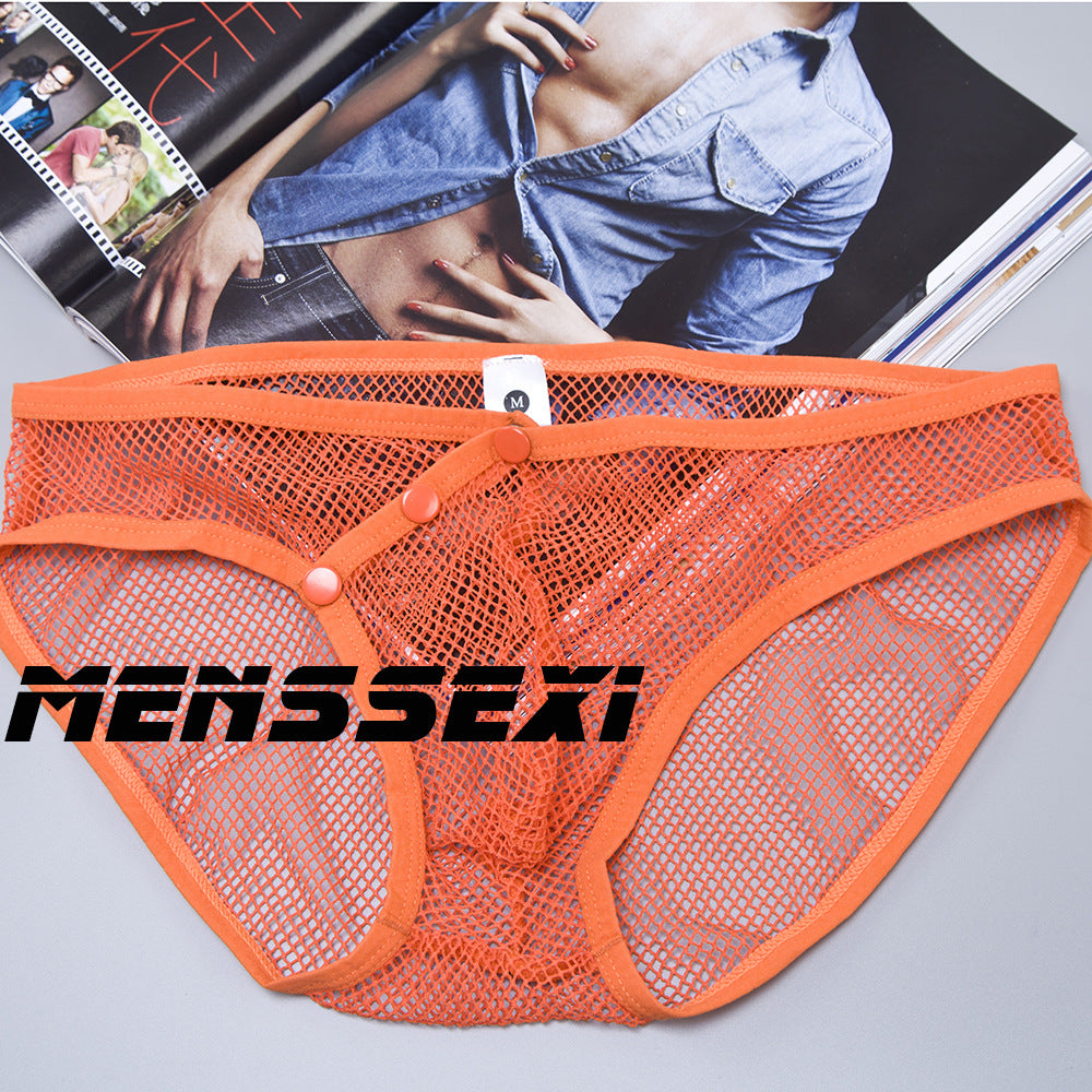 Transparent Mesh Men's Underwear-Orange-Theone Apparel
