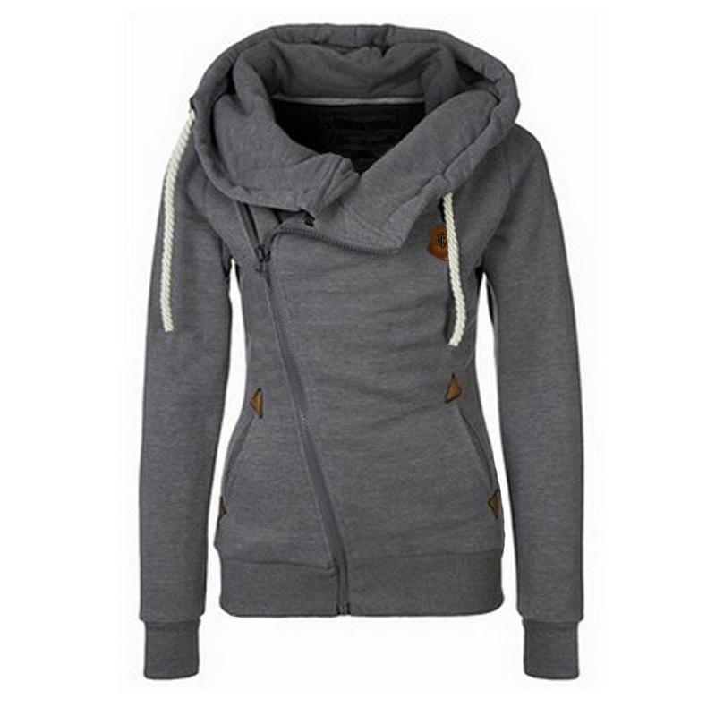 Trendy Side Zip Drawstring Hoodie-Gray-Theone Apparel