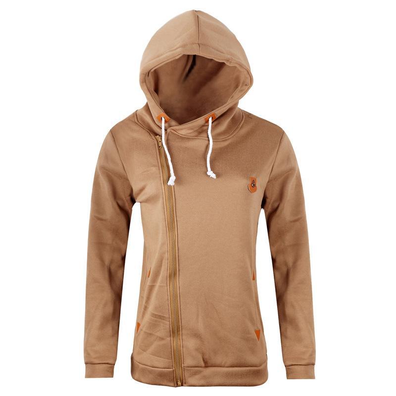 Trendy Side Zip Drawstring Hoodie-Khaki-Theone Apparel