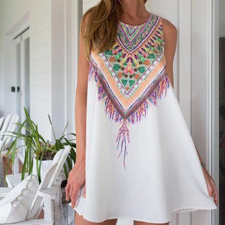 Tribale print witte tipi jurk