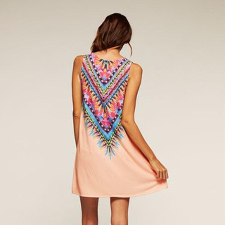 Tribal Print White Teepee Dress-Pink-Theone Apparel