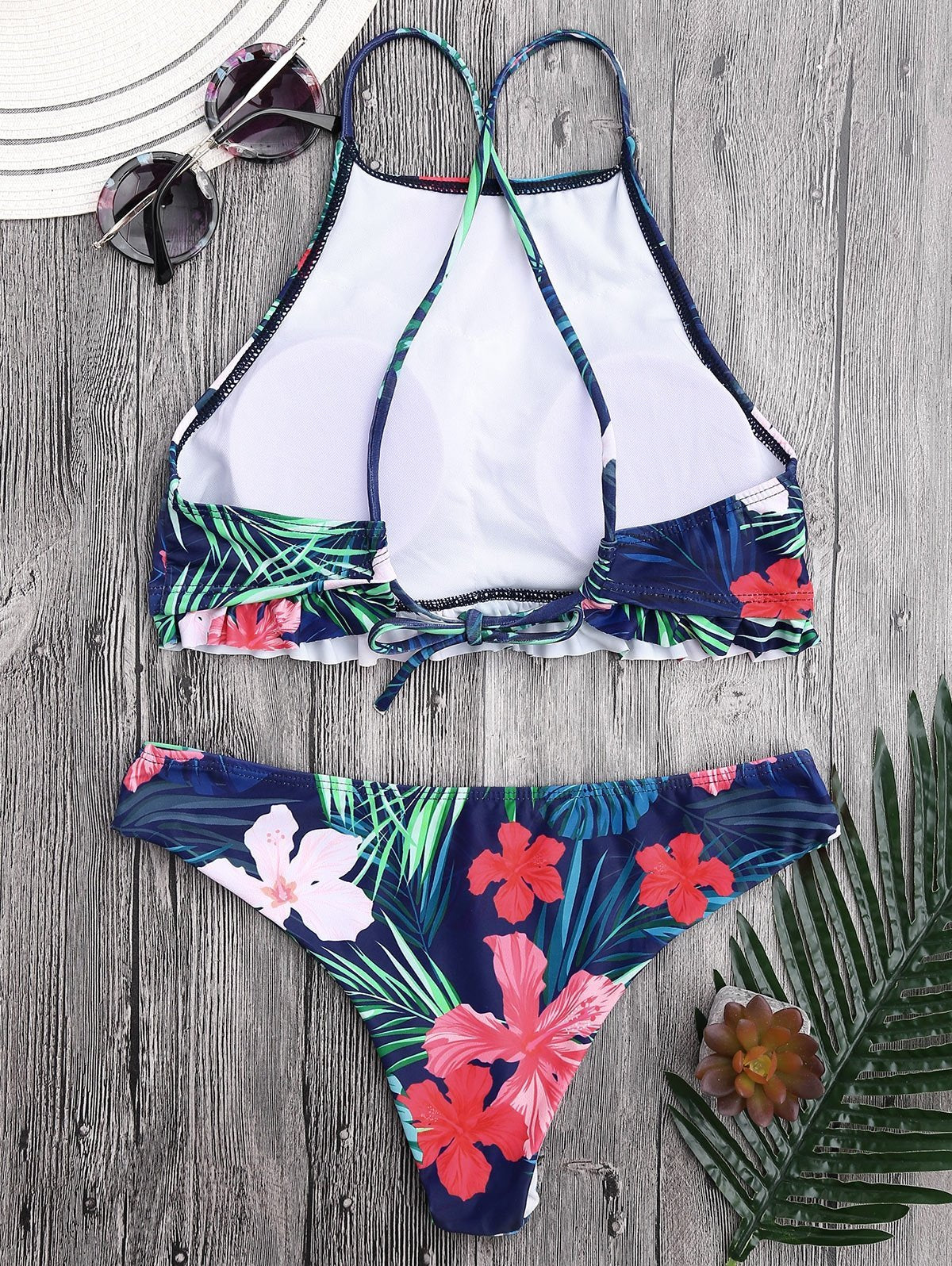 Tropical High Neck Bikini Set