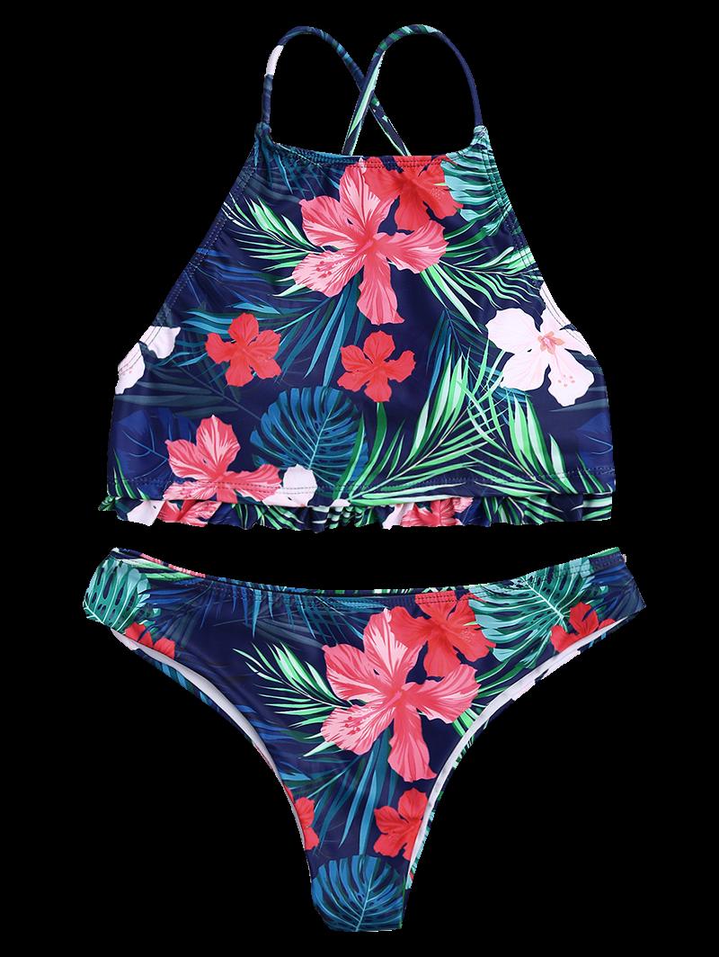 Tropical High Neck Bikini Set