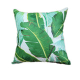 Funda de almohada con estampado de hojas de palmeras tropicales