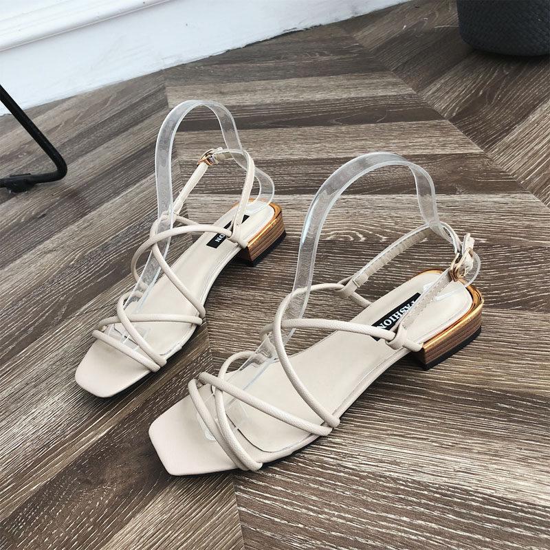 Tube Strap Ankle Wrap Sandals-Beige-Theone Apparel